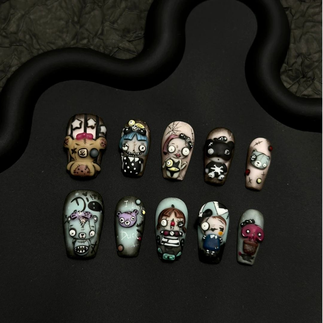 【黑糖风】纯手捏纯手绘手工定制穿戴甲高级感可爱美甲穿戴式