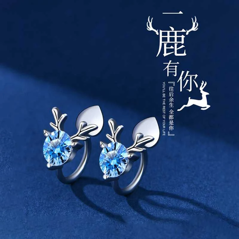 925银耳饰 无耳洞耳夹一鹿有你耳环女轻奢高级感小众设计耳钉耳饰