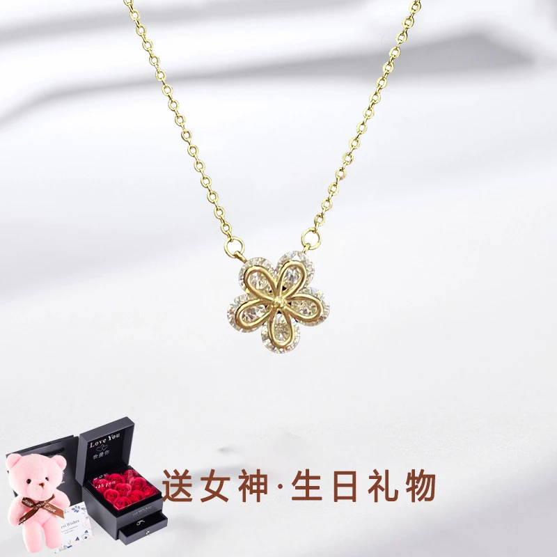 坠链均925银 纯银项链甜美温柔小花锁骨轻奢小众设计感生日礼物