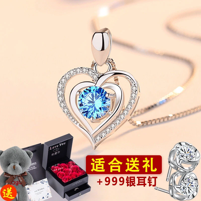 坠链均足银 S999纯银项链女2025新款轻奢锁骨链七夕节礼物送女友