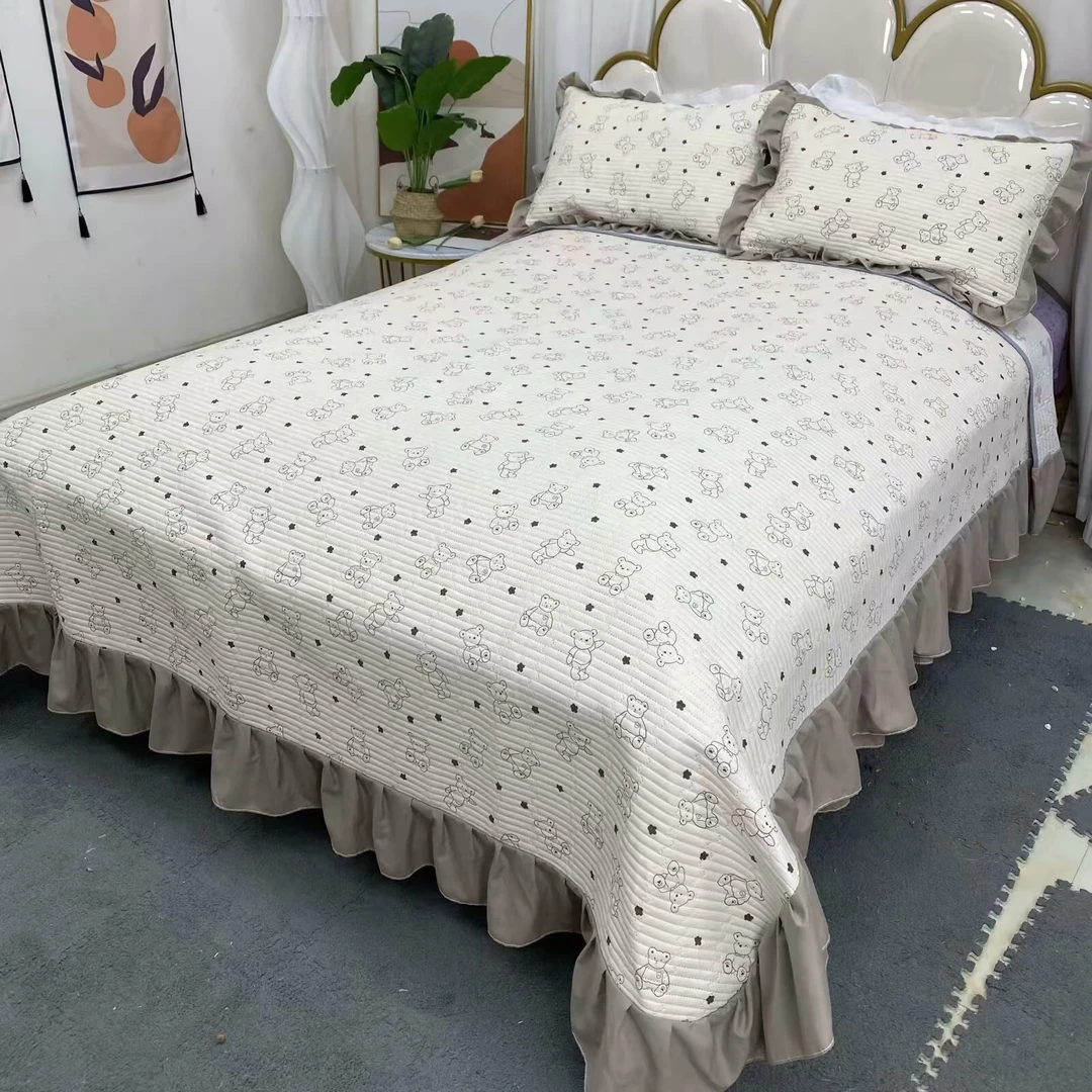 【四季床盖】2025A类母婴水洗棉床盖花边韩式床单爆款新款裙边学生A