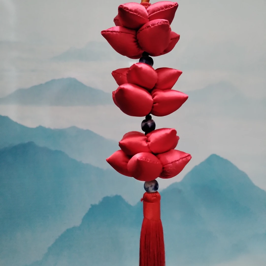 心香玉好运连连祈福香包布片挂绳流苏佩珠两套