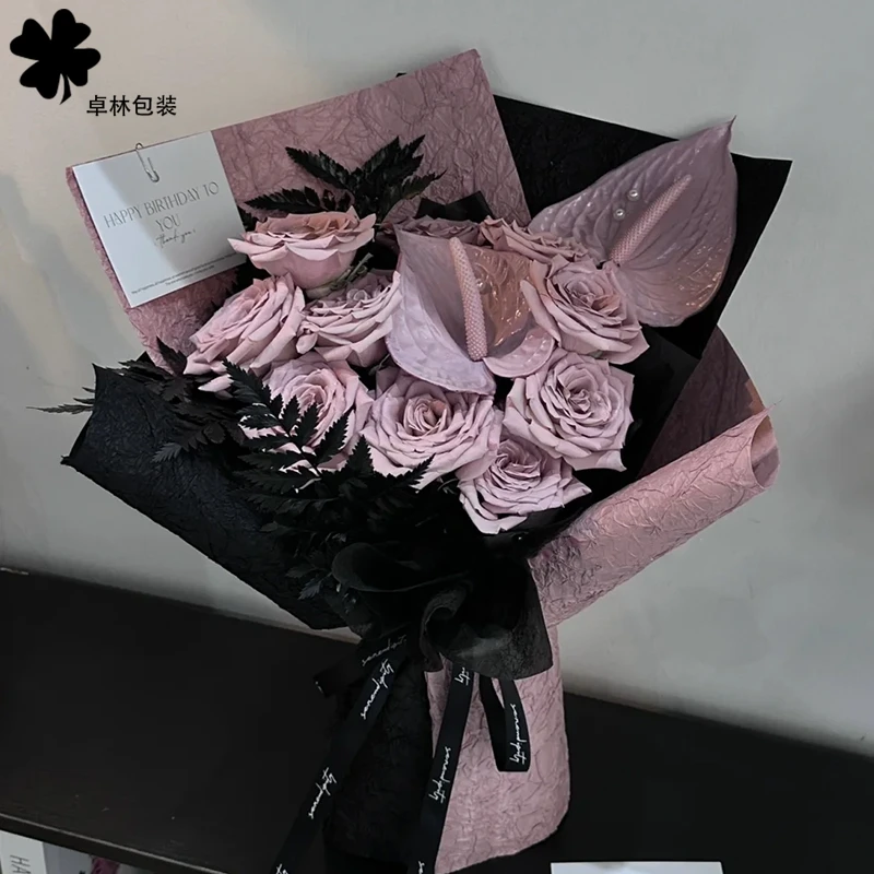 【视频】高级感石纹肌理包装纸手工皱纹纸花艺包花纸花艺包花纸花店