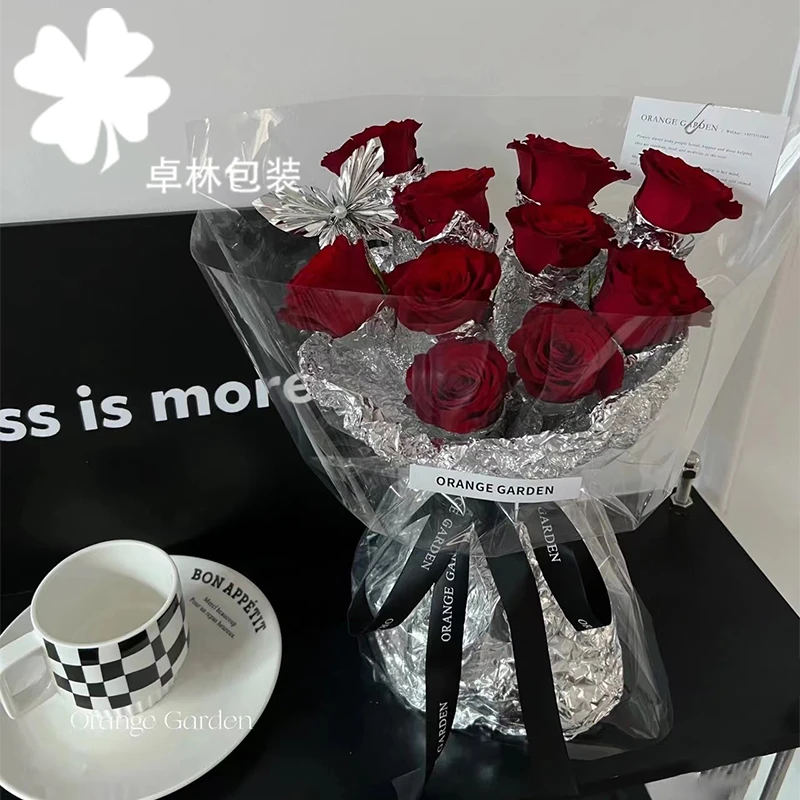 【直播】塑性纸铝膜锡箔纸 花束内衬银色打底包装纸花店材料包花纸