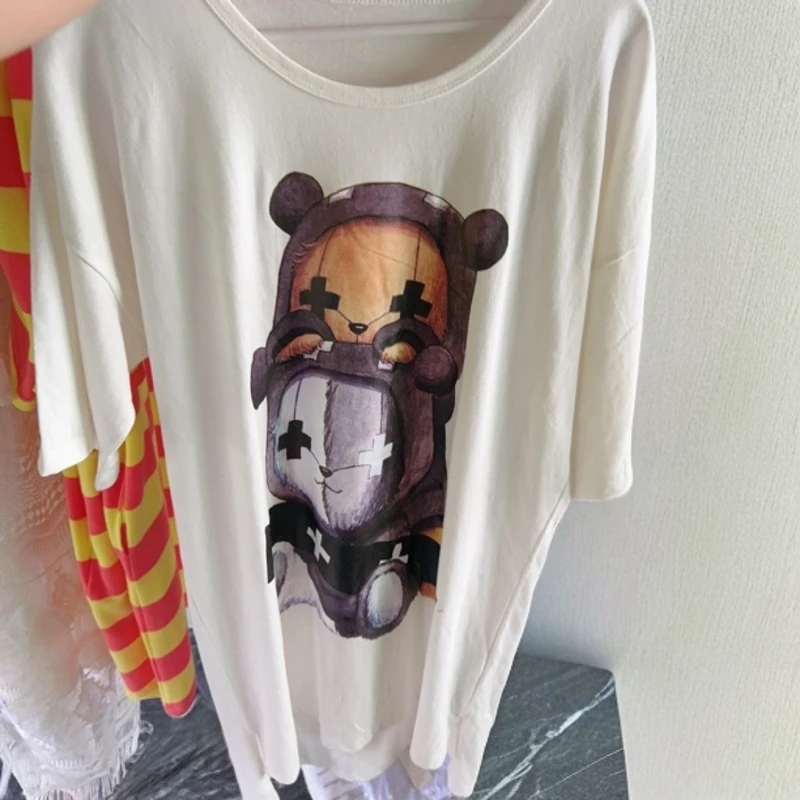 061-104胖MM大码遮肚显瘦减龄洋气宽松休闲百搭夏季T裙连衣裙