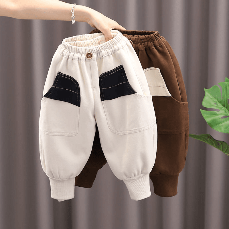 男童裤子冬季儿童一体绒长裤秋冬新款宝宝洋气休闲裤小童保暖长裤