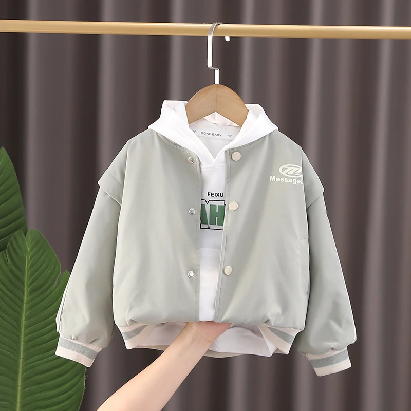 男童春秋新款外套儿童假两件休闲外套宝宝秋装韩版夹克衫童装上衣