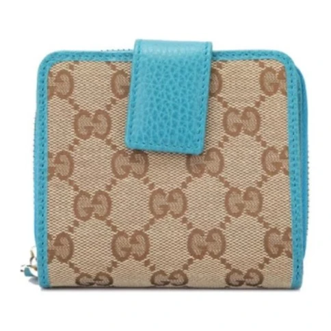 全新未使用 GUCCI/古驰 帆布拼皮 短款折叠钱包 346056KY9LG8616