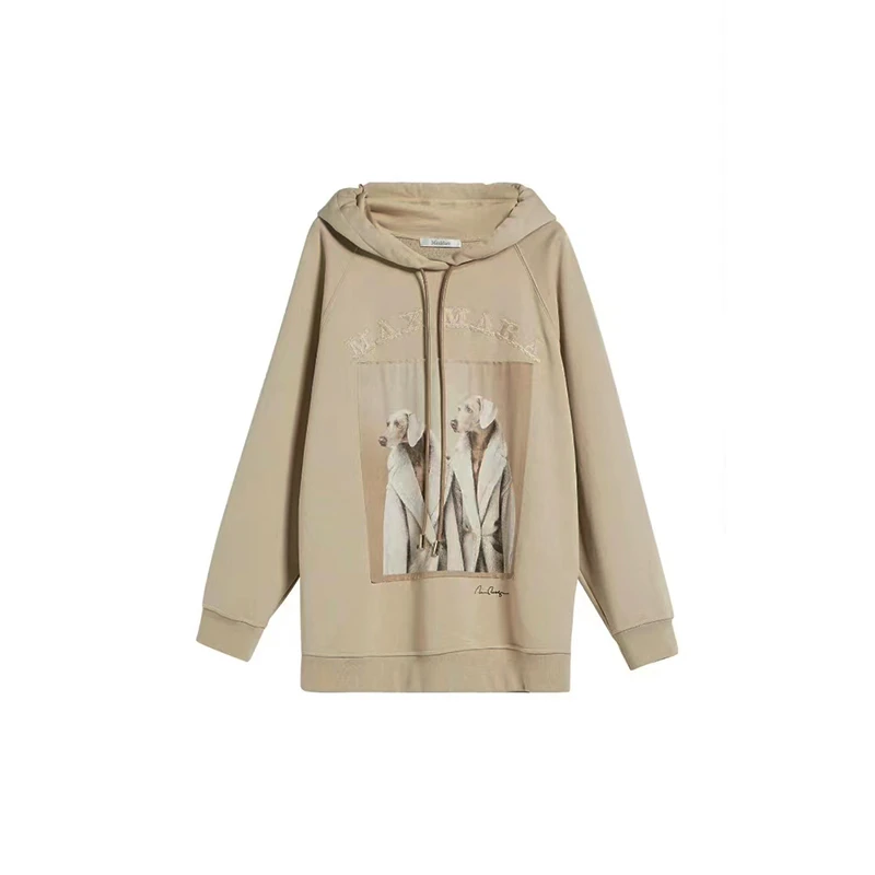 全新未使用  MaxMara图案印花字母刺绣连帽长袖卫衣 女款