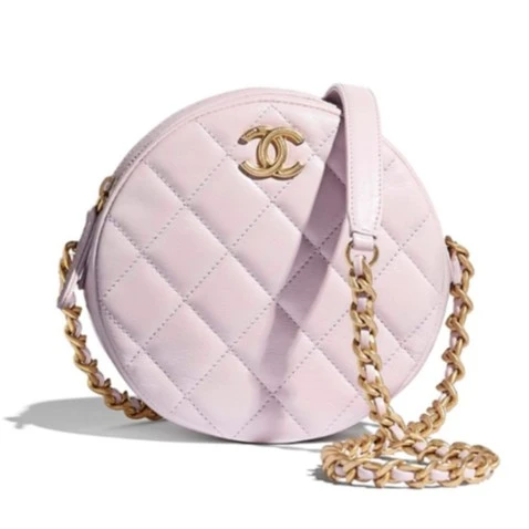 全新未使用 Chanel/香奈儿 金色金属圆形小手袋 女款 淡紫色