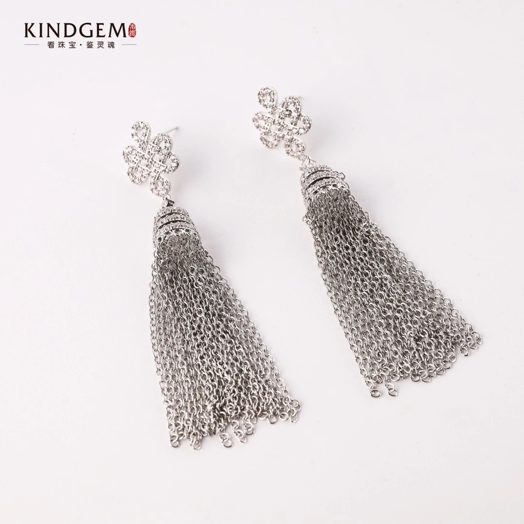 看鉴 铜合金耳饰 AE26XXGC-26302银色流苏高级百搭耳环