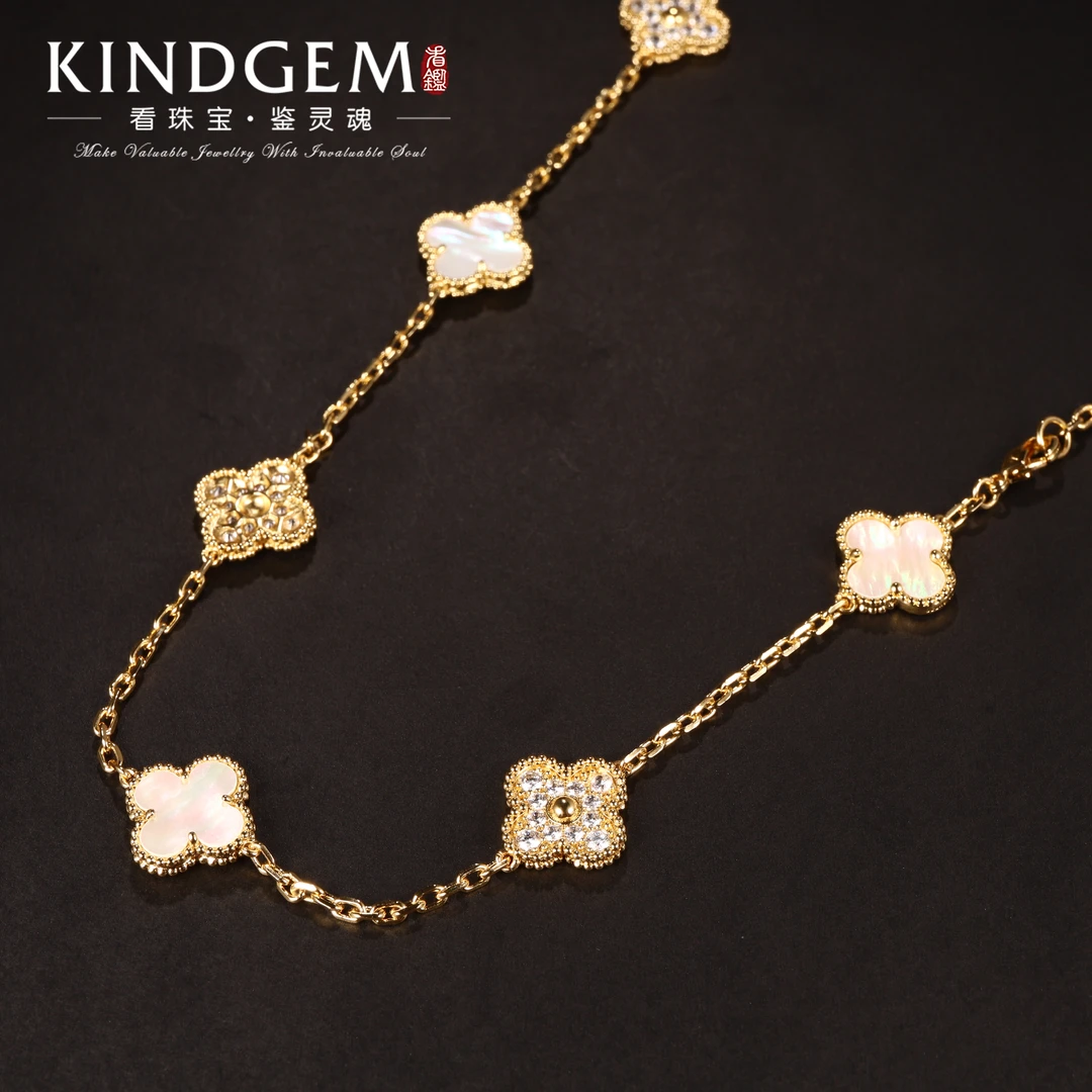 铜合金贝壳项链 经典气质幸运草项链坠链（50cm）C-29587