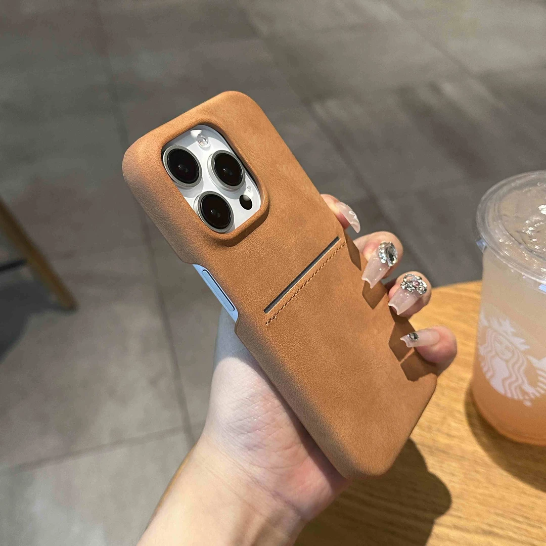 高级感插卡卡包适用苹果16promax手机壳iPhone15简约半包14小众13