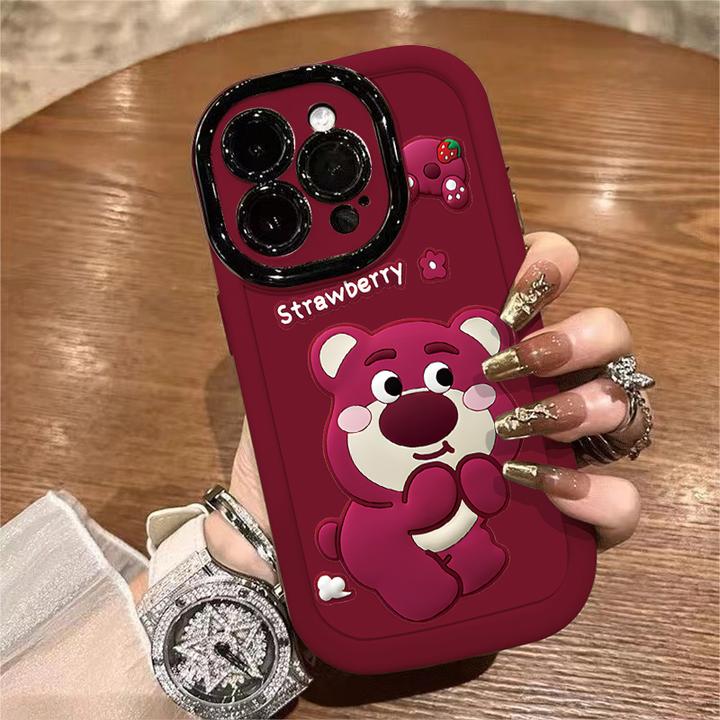 害羞草莓熊适用苹果15防摔13pro硅胶iPhone14保护软壳12/11手机壳