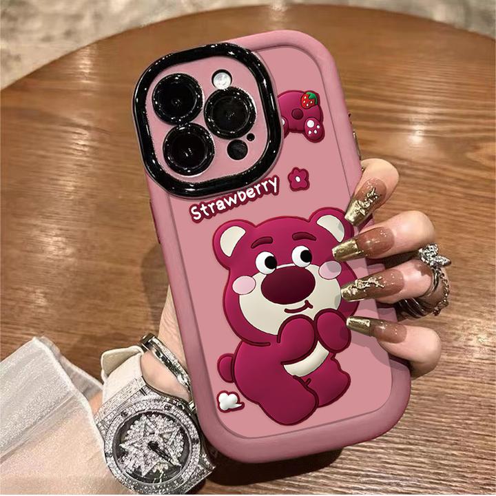 害羞草莓熊适用苹果15plus手机壳13硅胶iPhone14pro软壳12/11可爱