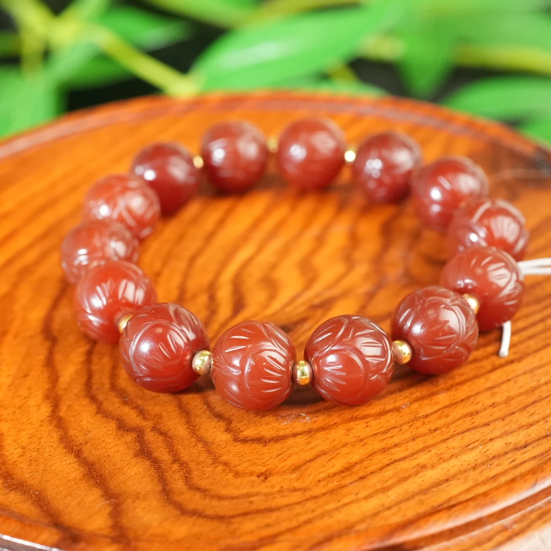 清代玛瑙莲花珠手串【华豫之门】AAJD2411241006