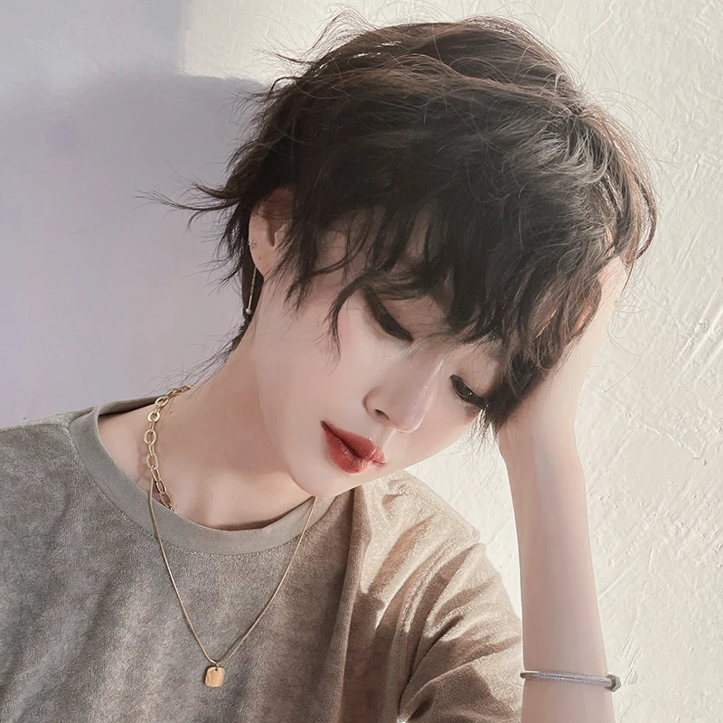 假发女动漫真短发锡纸烫网红明星同款全头套自然蓬松中性整顶头套