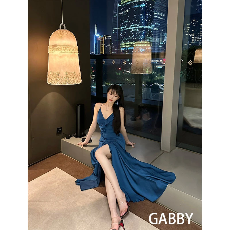 【大促秒杀款】GABBY 荷叶边法式氛围感长裙气质高级感连衣裙 A2431
