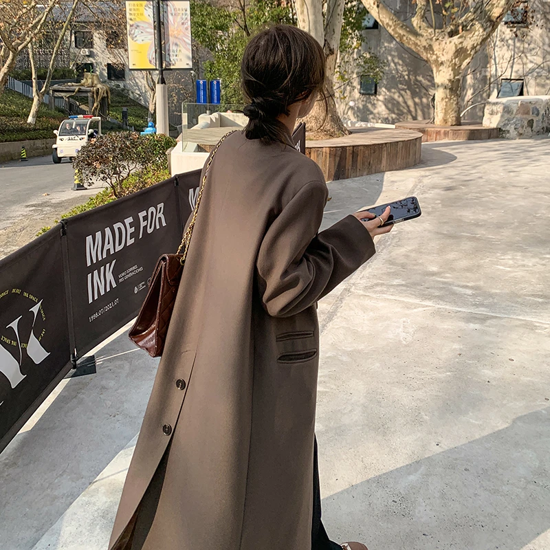 韩版中长款西装风衣外套女春秋2025新款网红百搭休闲宽松西装女