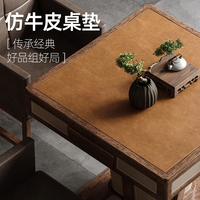 仿牛皮麻将机桌垫手搓麻将垫打牌消音加厚四方桌桌布防水防油免洗