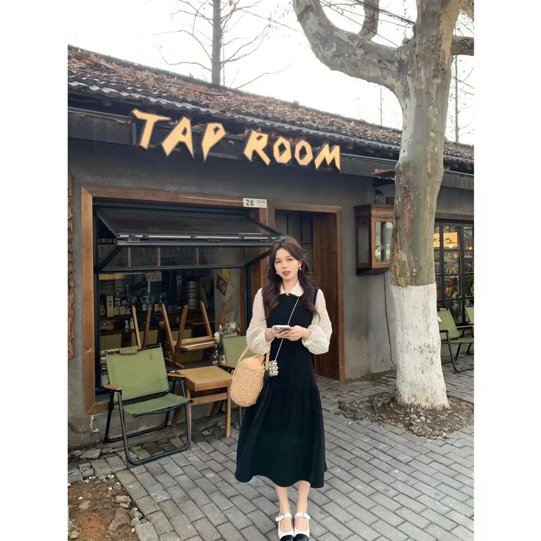 金蘑菇菇【布朗尼套组】显瘦藏肉小个子醋酸背心裙