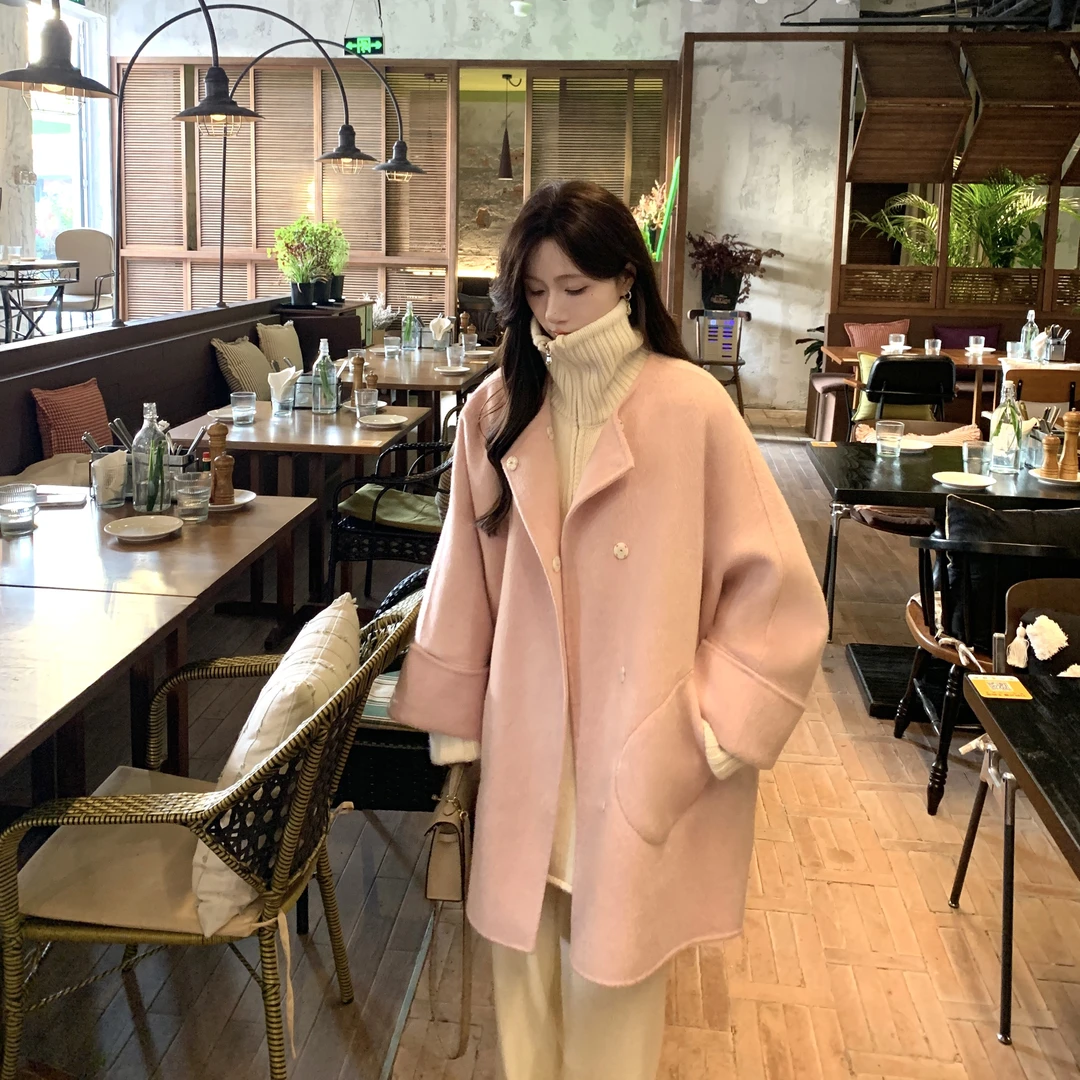 金蘑菇菇【浮世庄园】设计师高定羊驼绒双面呢宽松显瘦氛围感大衣