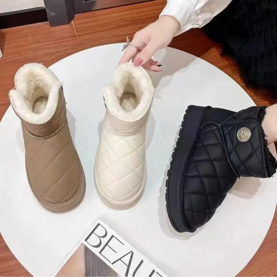 巨圣朵朵蕾新款皮面厚绒雪地靴0285