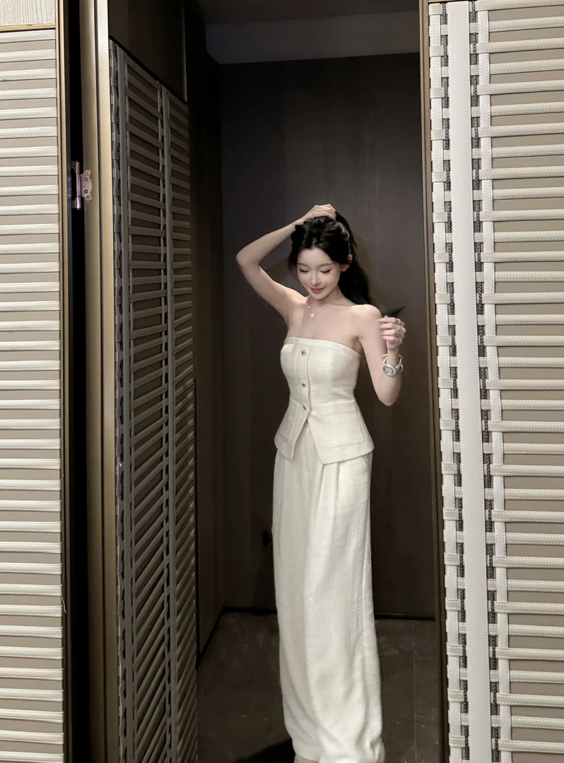 欧式重工白色垂感休闲百搭宽松秋季时尚直筒裤