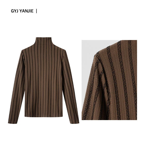 【艳姐优选】秋冬新款时尚百搭圆领长袖黑色网纱打底衫女80208