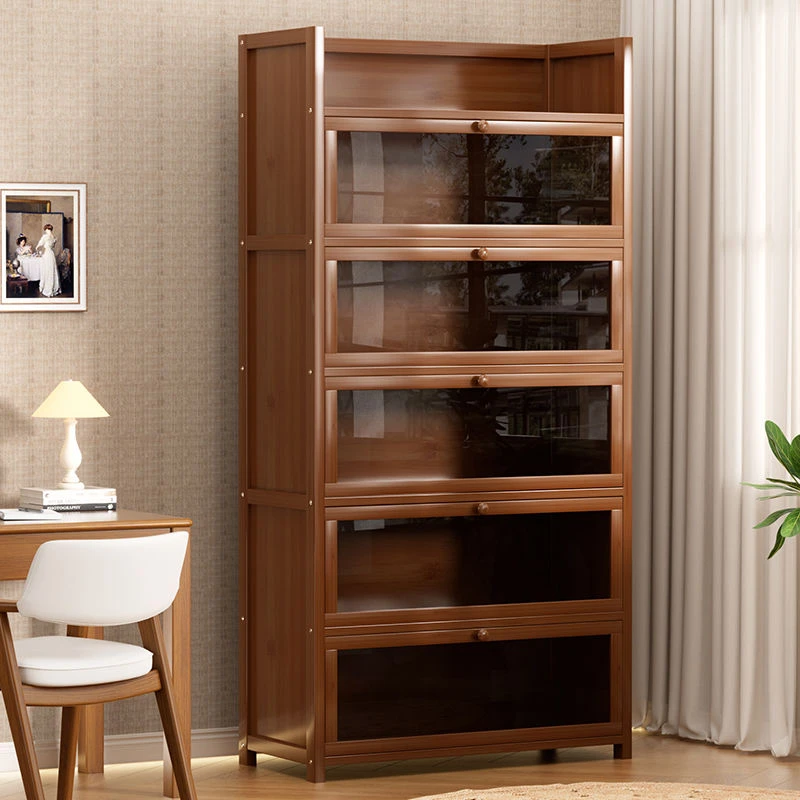 书架防尘书柜多层落地简约客厅带门儿童学生置物架简易收纳储物架