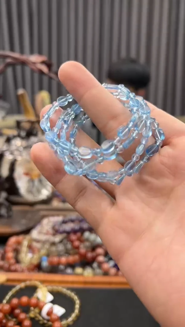 【闪购商品】海蓝宝石手链未镶嵌魔鬼蓝糖豆手串(多样性发其一)