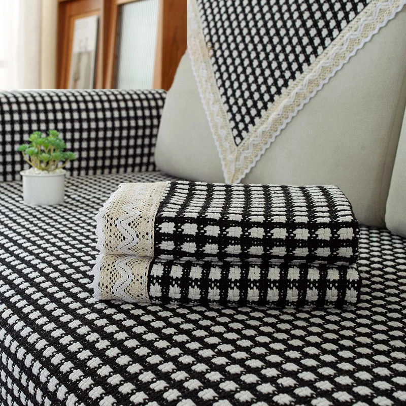 加密加厚棉麻沙发垫三件四季通用防滑防静电高档沙发套盖布靠背巾