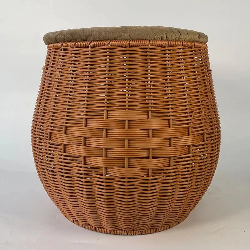 日式藤编矮凳圆凳手工藤编坐墩沙发凳茶几橙子客厅小板凳