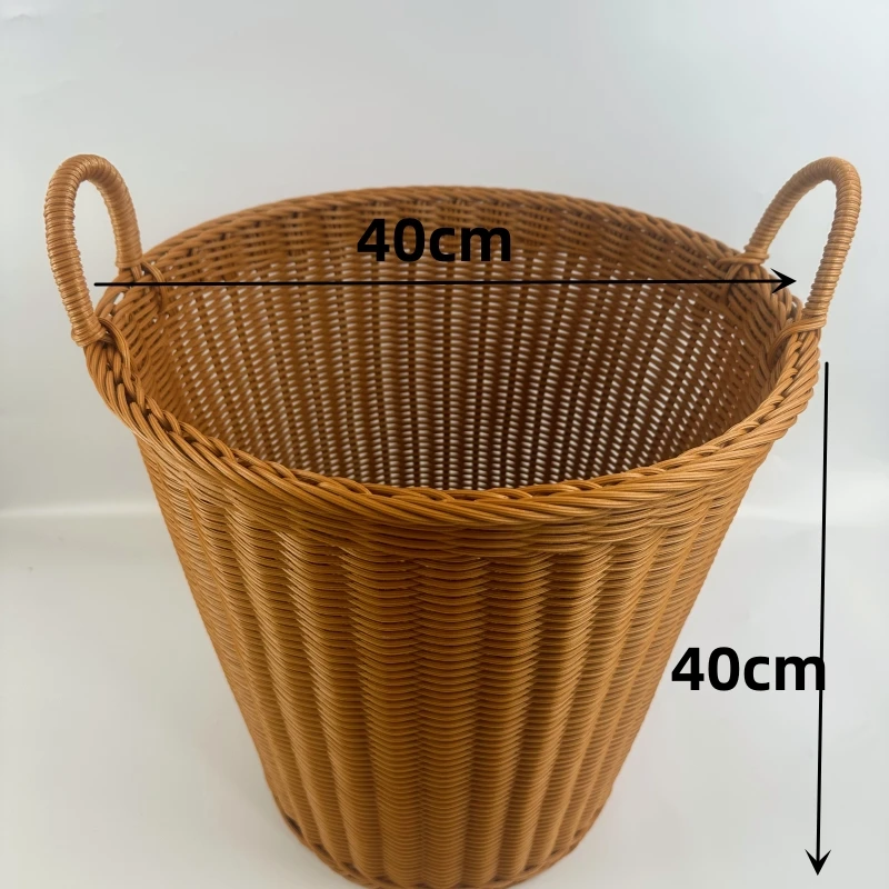 仿藤编脏衣篮圆形篓子 家用洗衣收纳筐洗衣桶 酒店浴室塑料收纳桶
