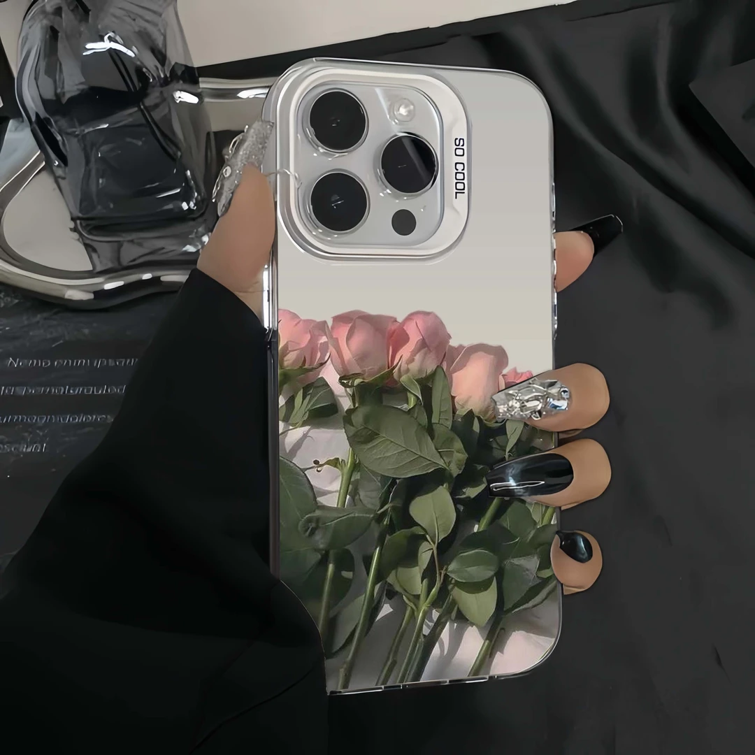 粉嫩玫瑰•适用苹果16prommax手机壳iPhone15pro保护套14简约高级