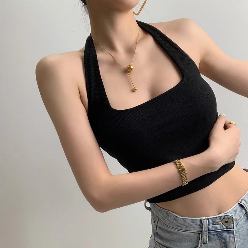挂脖小吊带背心女内搭夏季内衣美背一体内衣带胸垫可外穿打底上衣