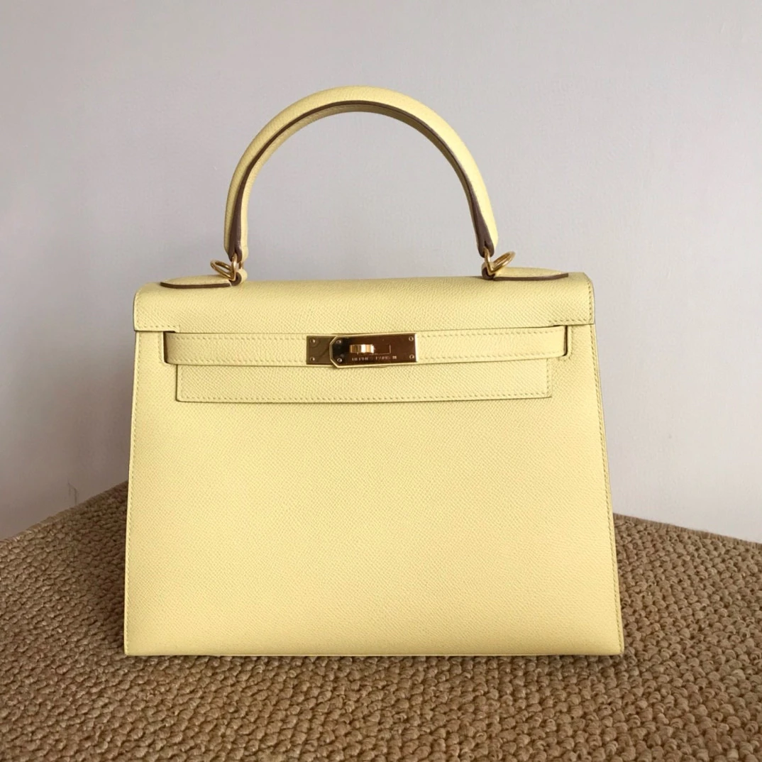 99新 Hermes/爱马仕 尾款kelly 28 Z e皮 小鸡黄0422a0