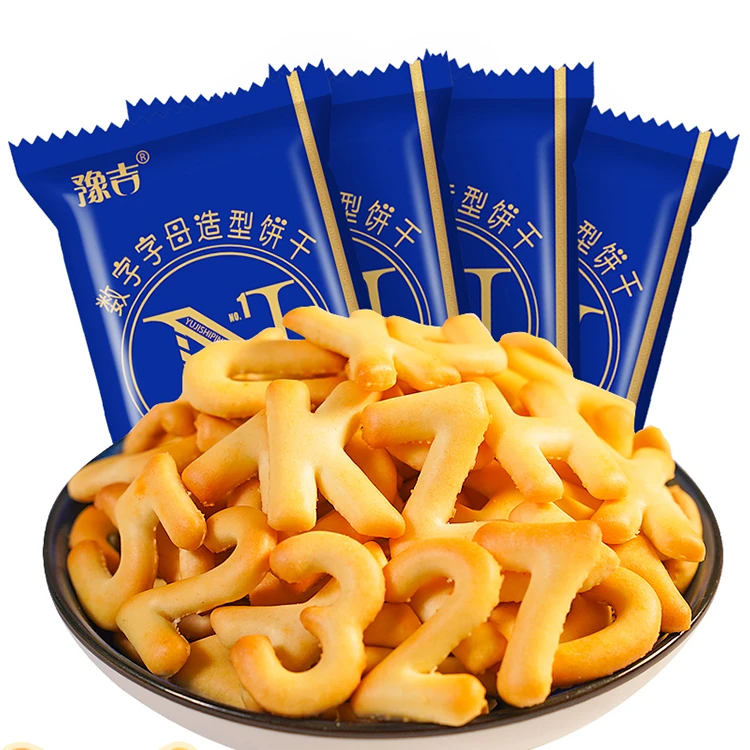 豫吉数字字母造型饼干32克老式英文小包装芝士猴头菇儿童零食小吃