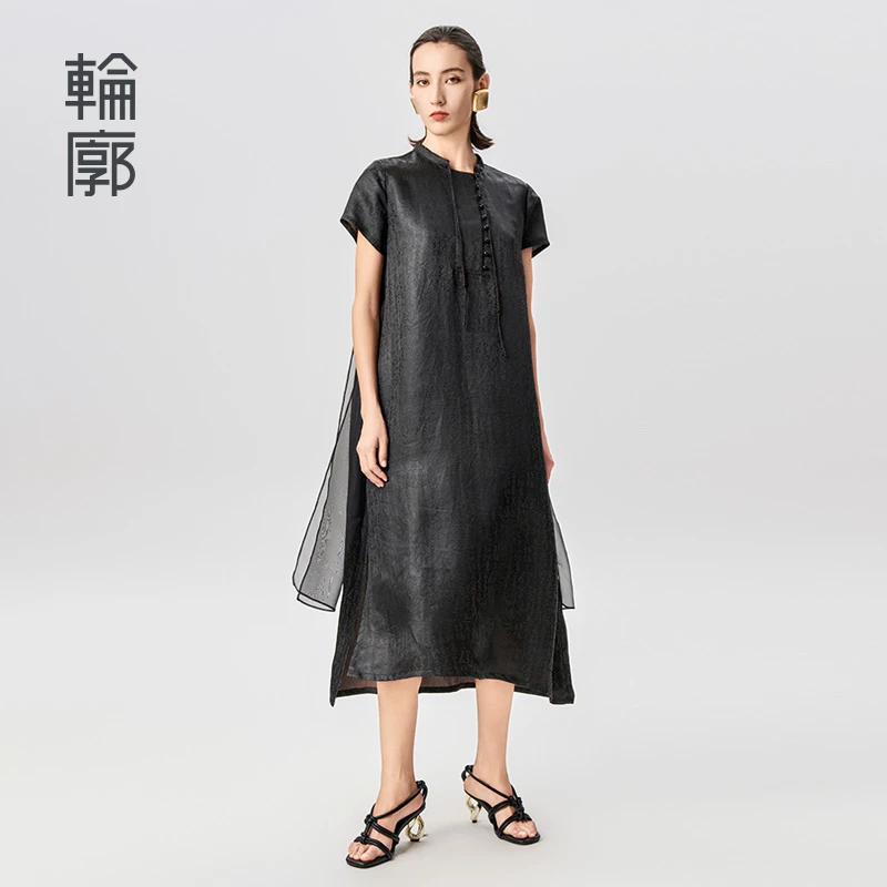 轮廓华章国风连衣裙改良中式旗袍裙气质中长裙女时尚休闲L242Y024