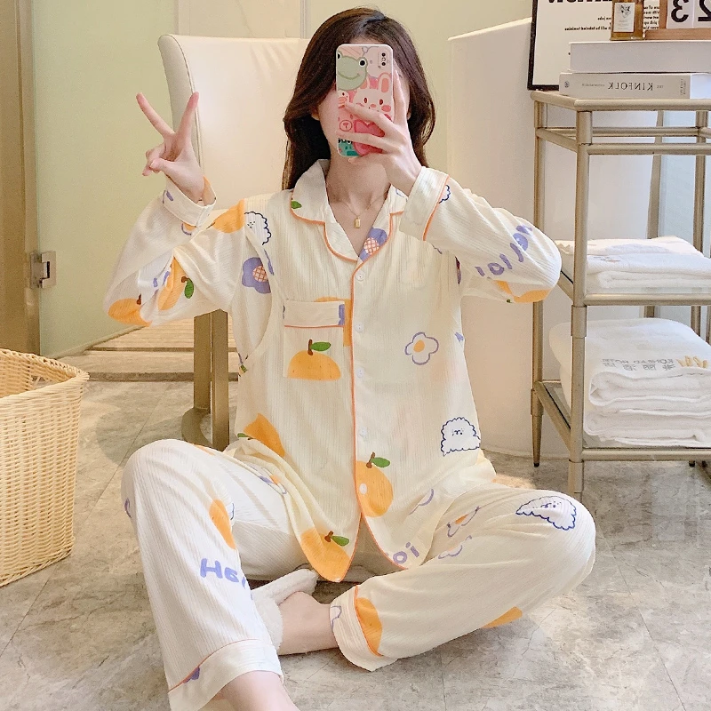 月子服春秋产后孕妇睡衣67月份5哺乳睡衣夏季薄款怀孕期大码套装