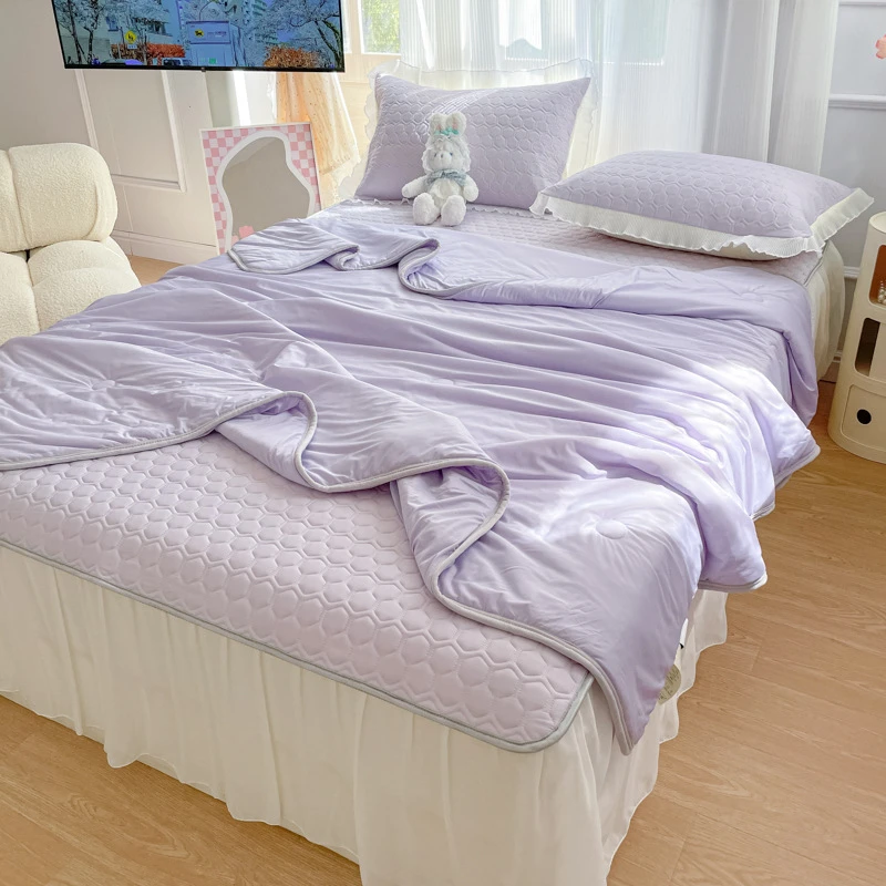乳胶冰丝凉席夏凉被三四件套夏季空调被可机洗单双人薄款被子夏被
