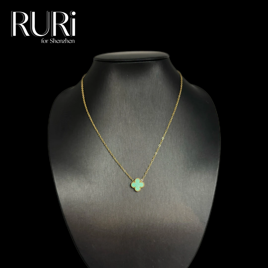 合金项链 RURI 简约时尚百搭绿色四叶项链202
