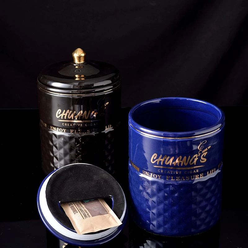 大号雪茄陶瓷罐斗草养茄醒茄密封保湿盒密封罐张的创意雪茄用品