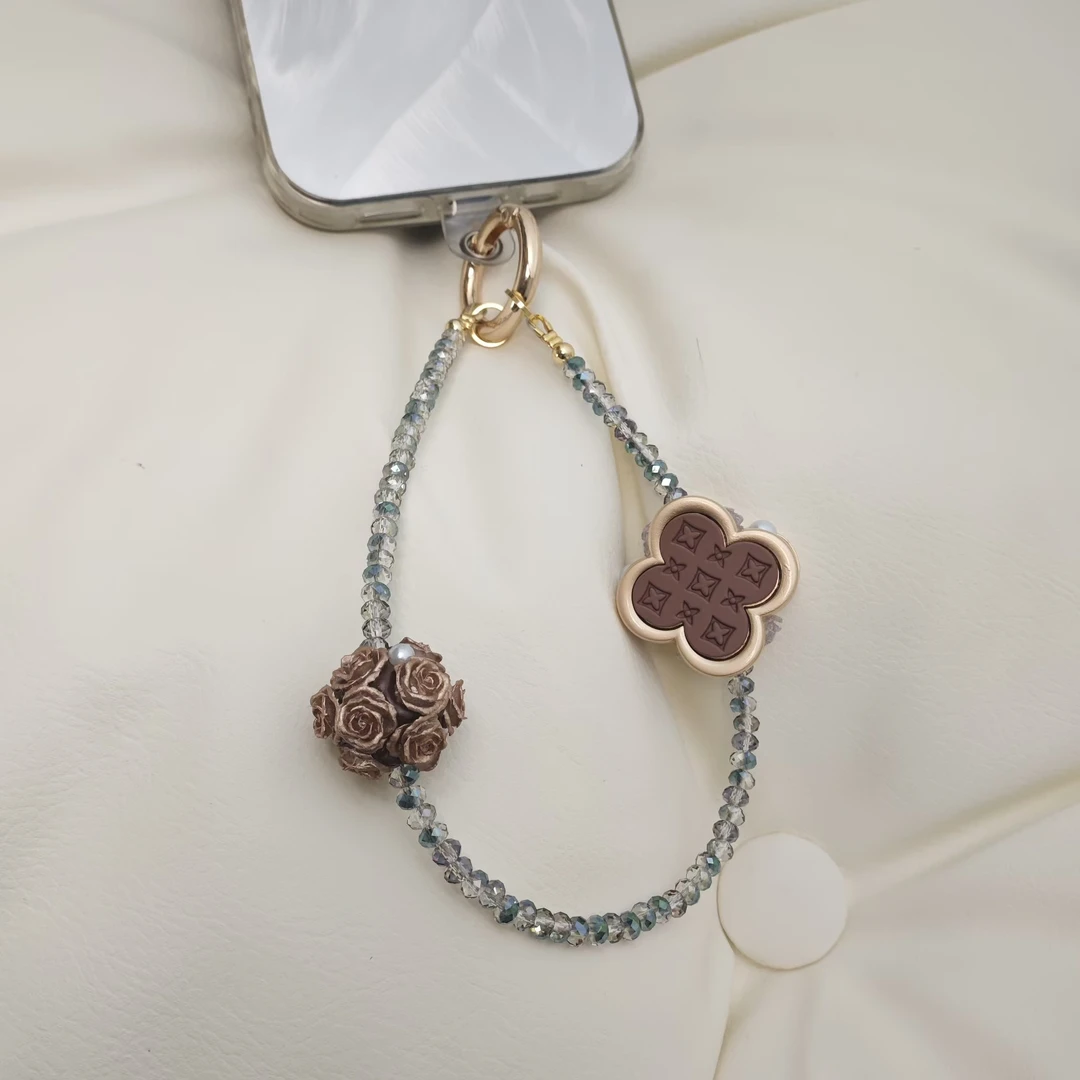 【莫奈花园】手机链短款手工防丢钥匙链2025新款重工珠个性简约挂件