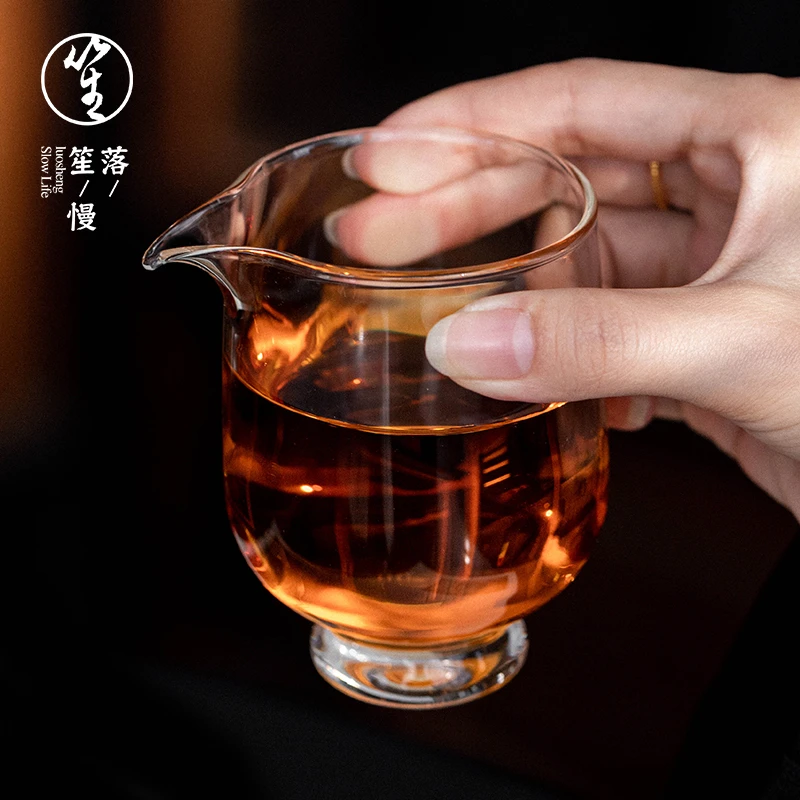 落笙玻璃公道杯耐热加厚分茶器透明家用茶海单个手工高档功夫茶具