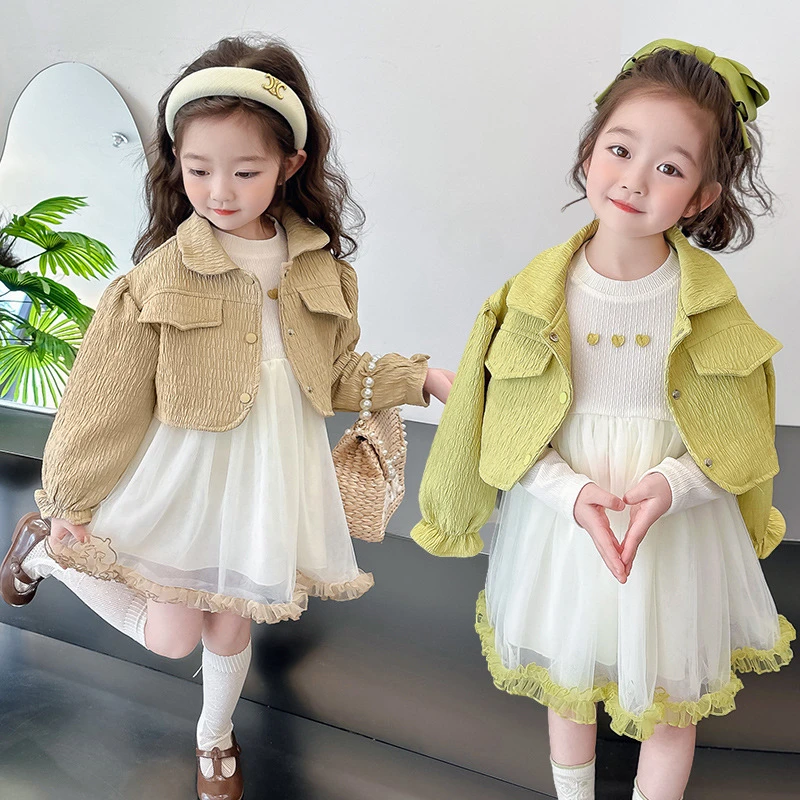 女童甜美公主纱裙二件套2024春季新款洋气时髦儿童装女宝宝套装潮