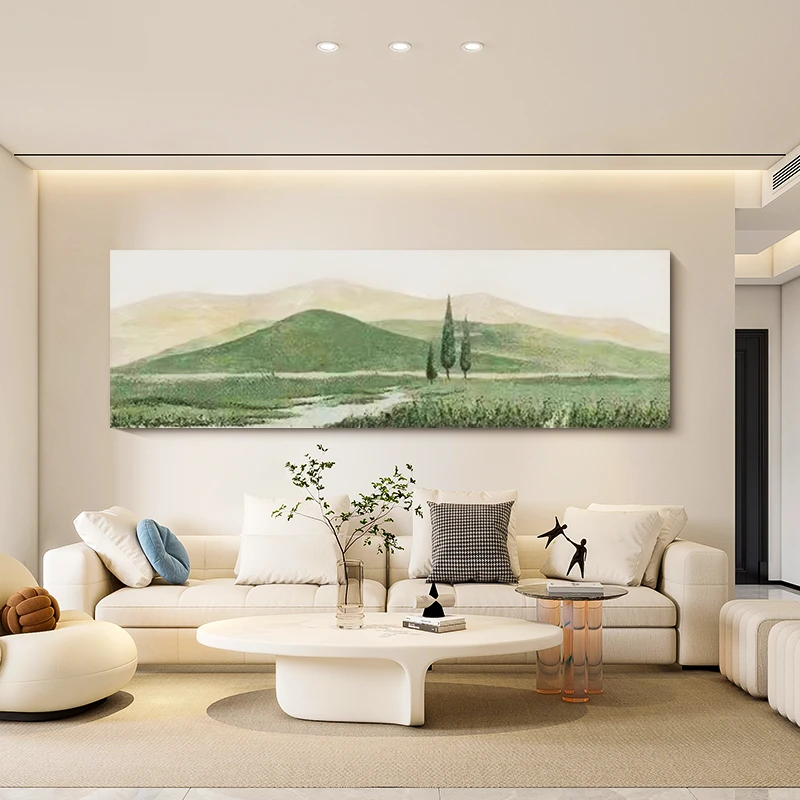 手绘油画【山漫云烟】风景装饰画客厅画轻奢玄关抽象画卧室横幅挂画