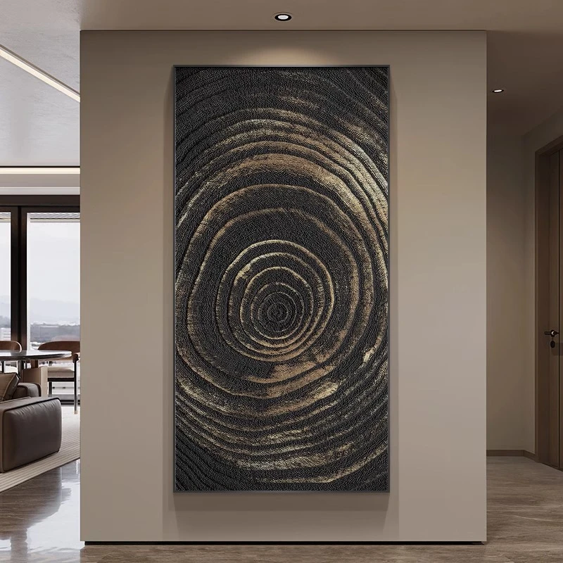 手绘油画【螺纹】现代简约风画高级艺术竖版画入户玄关轻奢装饰画