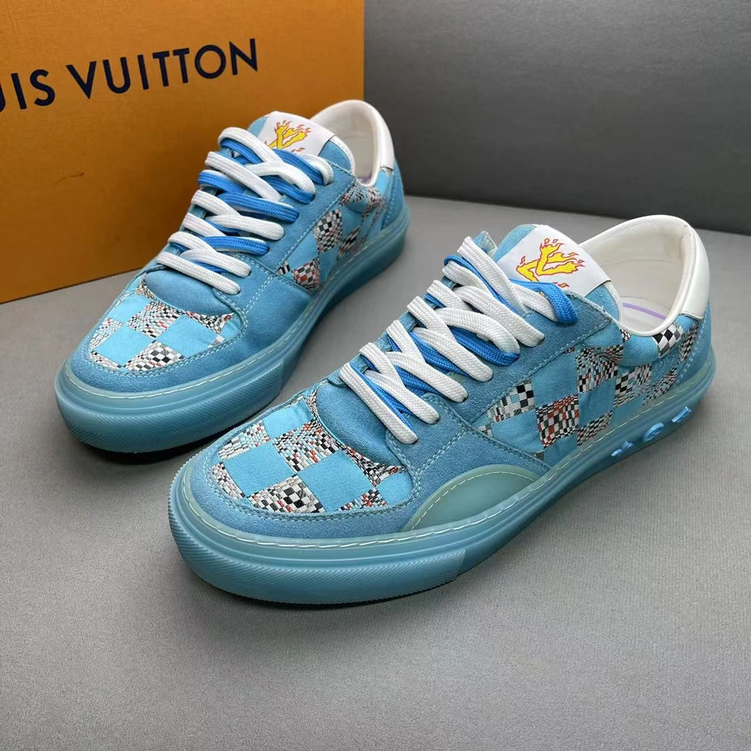 LouisVuitton/路易威登蓝色棋盘格时尚百搭低帮板鞋 41码/97新