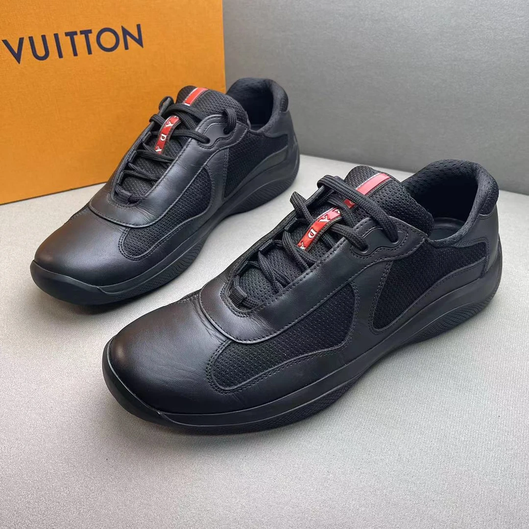 Prada/普拉达黑色网面透气时尚百搭舒适低帮板鞋40码 97新